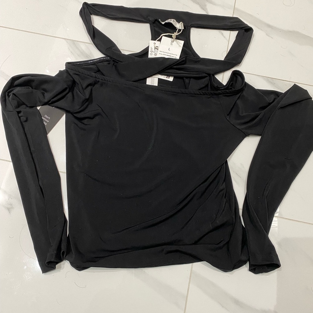 Black Fitted Cut-Out Bodysuit